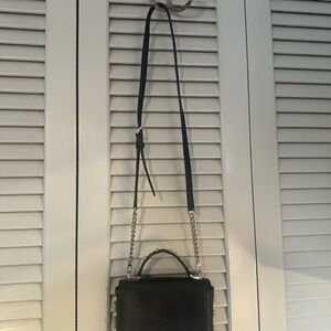 Black Structured Crossbody Bag with Top Handle